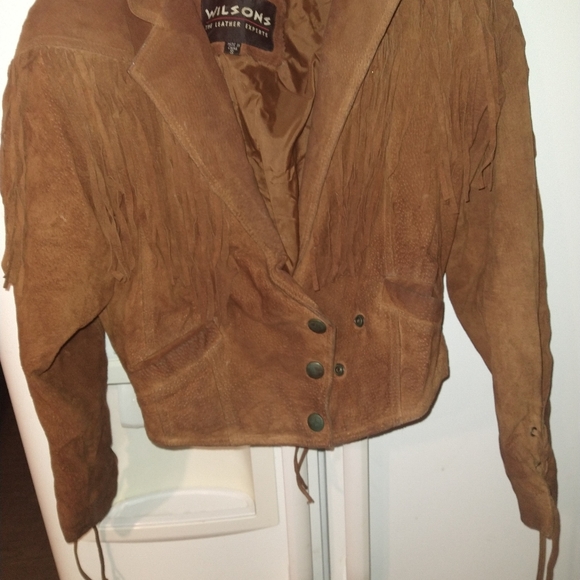 Wilson’s brown fringe leather coat small - Picture 1 of 14